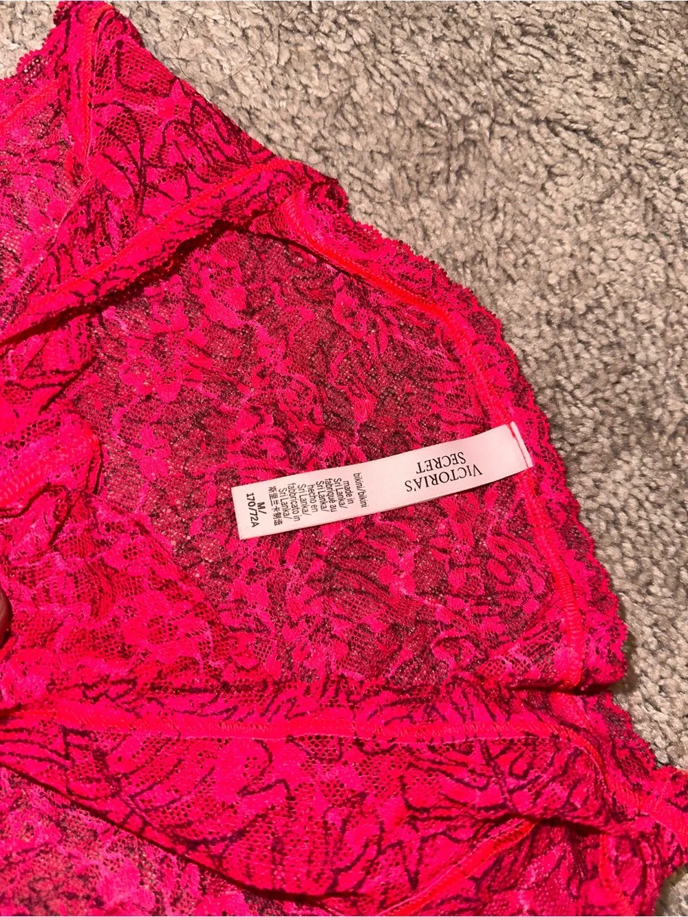Women’s Lace & Cotton Bikini Panties - Red and Pink Victoria’s Secret size med